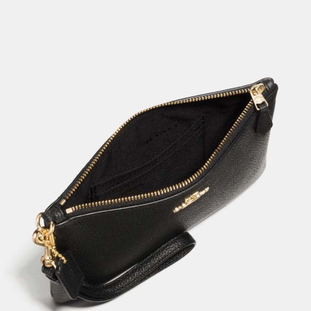 Coach Pebbled Leather Wristlet Clutch in Black - Picture 2 of 6